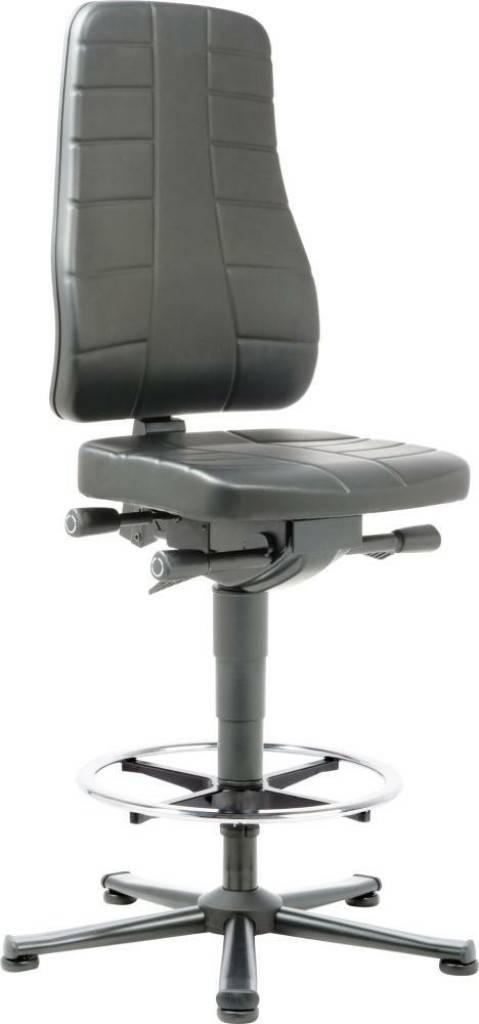 Arbeitsstuhl Modell All-In-One 3 Sitzpolster ergonomisch geformt Rückenlehne ergonomisch geformt, extrahoch Stahlbauteile schwarz beschichte
