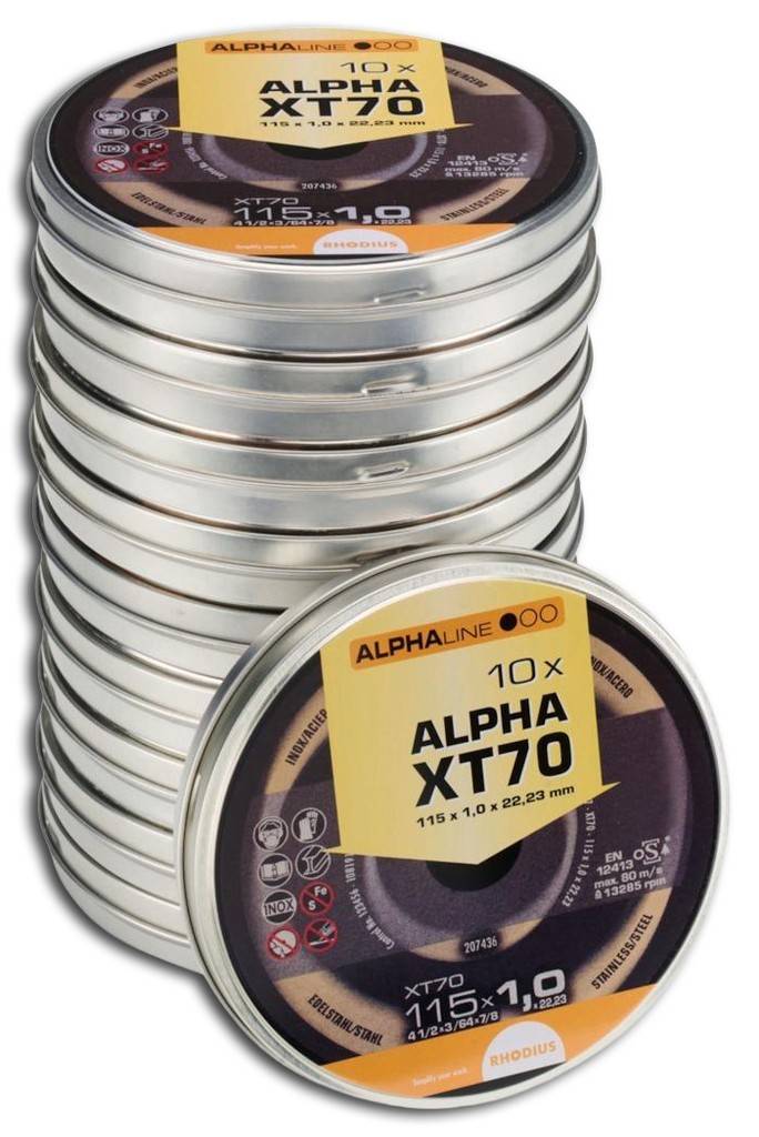 Trennscheiben-Dose XT70, für EdelstahlEigenschaften Hohe Schnittgeschwindigkeit und hohe Standzeit Geringe Gratbildung Geringer Funkenflug