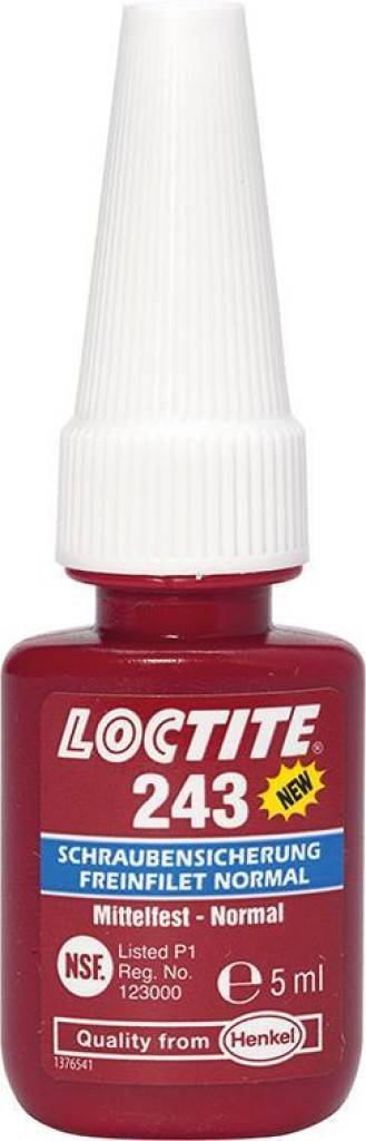 Loctite 243 Schraubensicherung mittelfestEigenschaften Universell einsetzbar und mittelfest Erwiesene Toleranz gegenüber geringen Verschmutzung