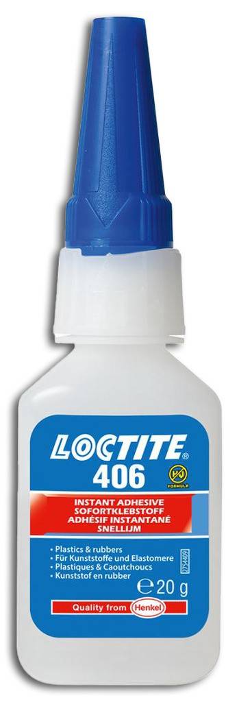 Loctite 406 Sekunden-Klebstoff flüssigEigenschaften Sofortklebstoff Sehr niedrigviskos Für Anwendungen, bei denen Kunststoff und Gummi sehr