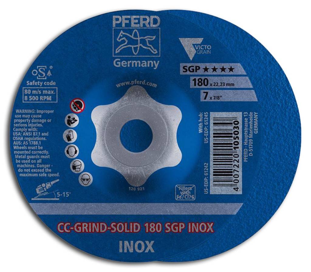 Schleifscheibe CC-GRIND-SOLID SGP STEEL für die StahlbearbeitungVerwendung nur mit Spannflansch-Set für CC-GRIND-SOLID.