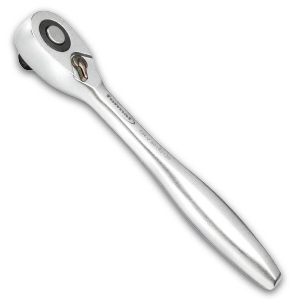 Ganzstahl-Umschaltknarre 1/4"Ausführung DIN 3122 D 6,3 ISO 3315, Ganzstahlknarre aus Chrom-Vanadium-Stahl, matt verchromt. Extrem feinverzahnt, mit
