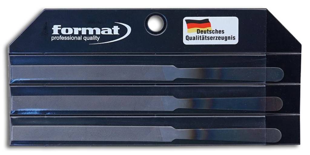 Kontaktfeilen-SatzAusführung Ähnlich DIN 7283, Form A, rechteckig und von 2 Seiten gehauen. Mit Kreuzhieb und Griffangel. Lieferung in Kunststofftas
