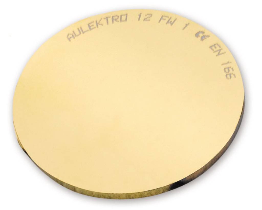Ersatzglas gold verspiegelt DIN A12für Schutzbrillen mit Ø 50 mm Glasdurchmesser. Das Brillenglas ist in der Schutzstufe gold verspiegelt DIN A12 ge