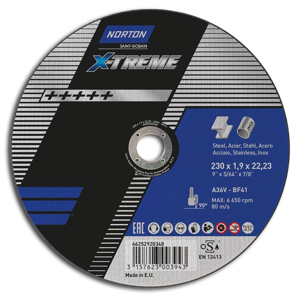 Schleifscheibe mit der Bezeichnung „Norton X-Treme