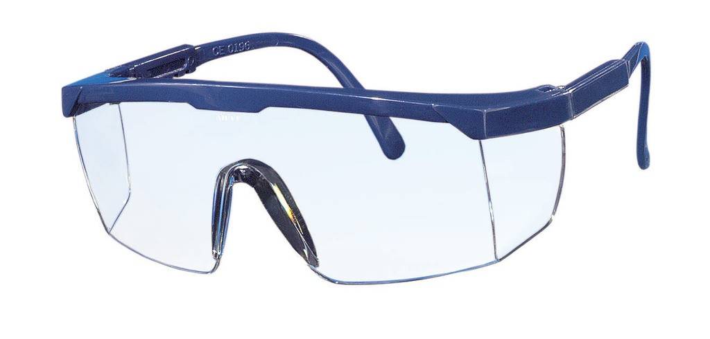 Panorama-Schutzbrille "EUROSTAR". Leichte, modische Kunststoffbrille mitnbsplaumlngenverstellbaren Buumlgeln und farblosen Glaumlsern.