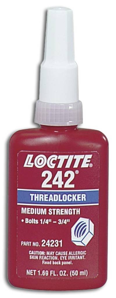 Loctite 242 Schraubensicherung mittelfest Mittlere Viskosität Schnelle Fixierung Thixotropes Verhalten verringert Abwandern Farbe blau