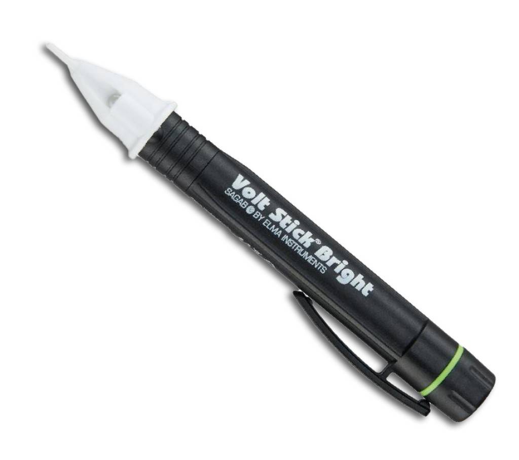 Phasenprüfer, induktiv, Volt Stick BrightAusführungWechselspannung. Aus Kunststoff mit rot aufleuchtender Prüfspitze und isoliertem Kunststoffclip