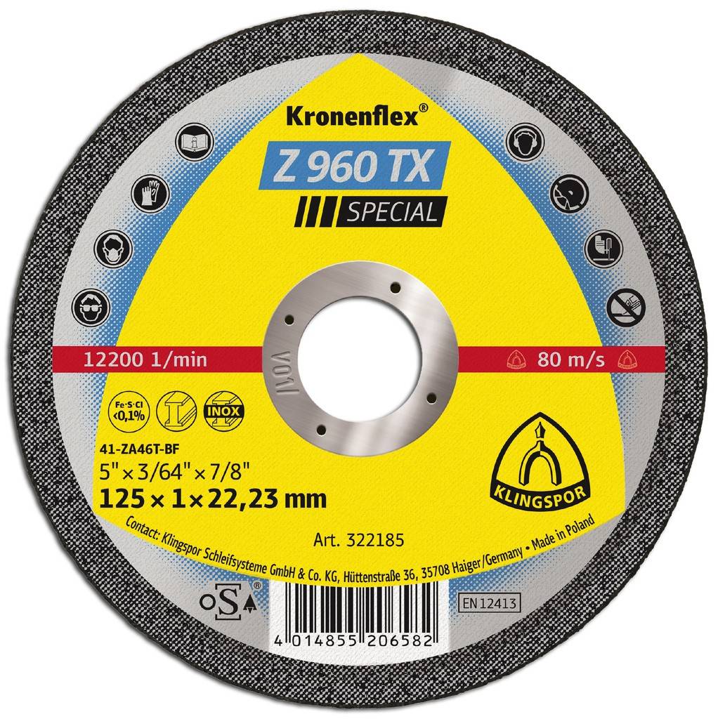 Z 960 TX Trennscheiben, Zirkon 115 x 1 x 22,23 mm geradeVorteile Frei von Eisen, Schwefel und Chlor - Ideal für zäh-harte Werkstoffe wie Titan und
