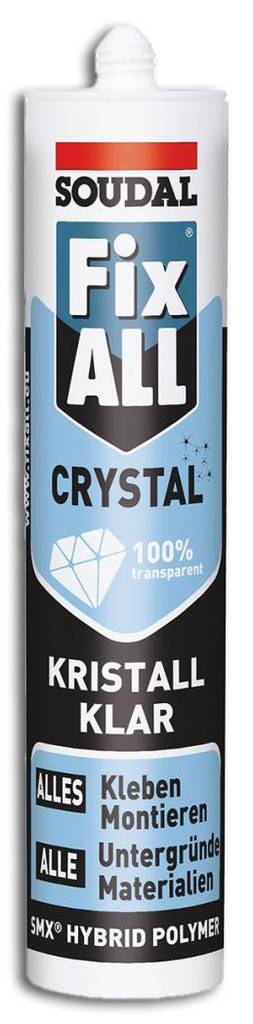 Fix ALL CRYSTAL MS-PolymerZum hochflexiblen Verkleben und VerfugenDauerhaft elastischAlle Materialien, Untergründe und BedingungenDirekt überstreich