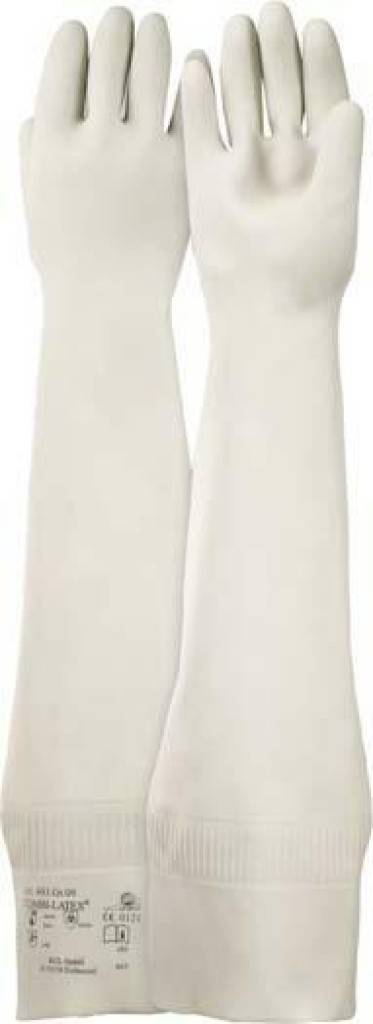 Combi Latex lange Stulpe,geraut beige Combi-Latex ist der Robuste unter den Chemikalienschutzhandschuhen. Bei guter Beständigkeit gegen eine