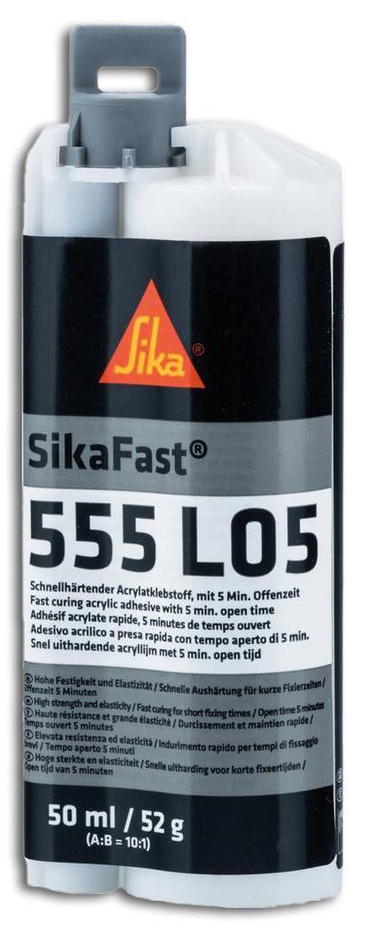 SikaFast-555 L05EigenschaftenSchneller Festigkeitsaufbau innerhalb weniger Minuten nach der VerarbeitungSehr gute Haftung auf vielen Untergründen