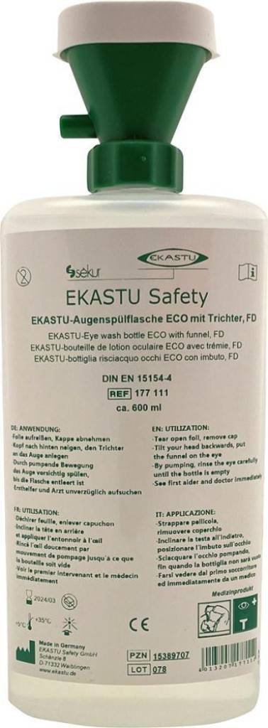 Augenspülflasche ECO, mit Trichter, FDEigenschaften Gefüllt mit qualitativ hochwertigem Wasser, das in der Keimvermehrung verhindert wurde Ohn