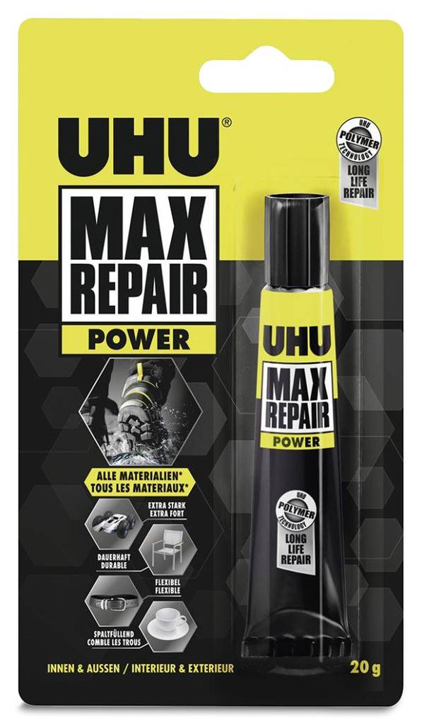 UHU MAX REPAIRExtrem starker und flexibler Klebstoff für nahezu alle Klebefälle im Innen- und AußenbereichKlebt poröse und nichtporöse Materialie