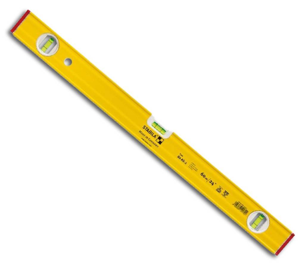 Wasserwaage Nr. 80 AS-2Geripptes Leichtmetall-Rechteckprofil mit einer Horizontal-Libelle und 2 Verikal-LibellenBesonders für Überkopfmessungen geei