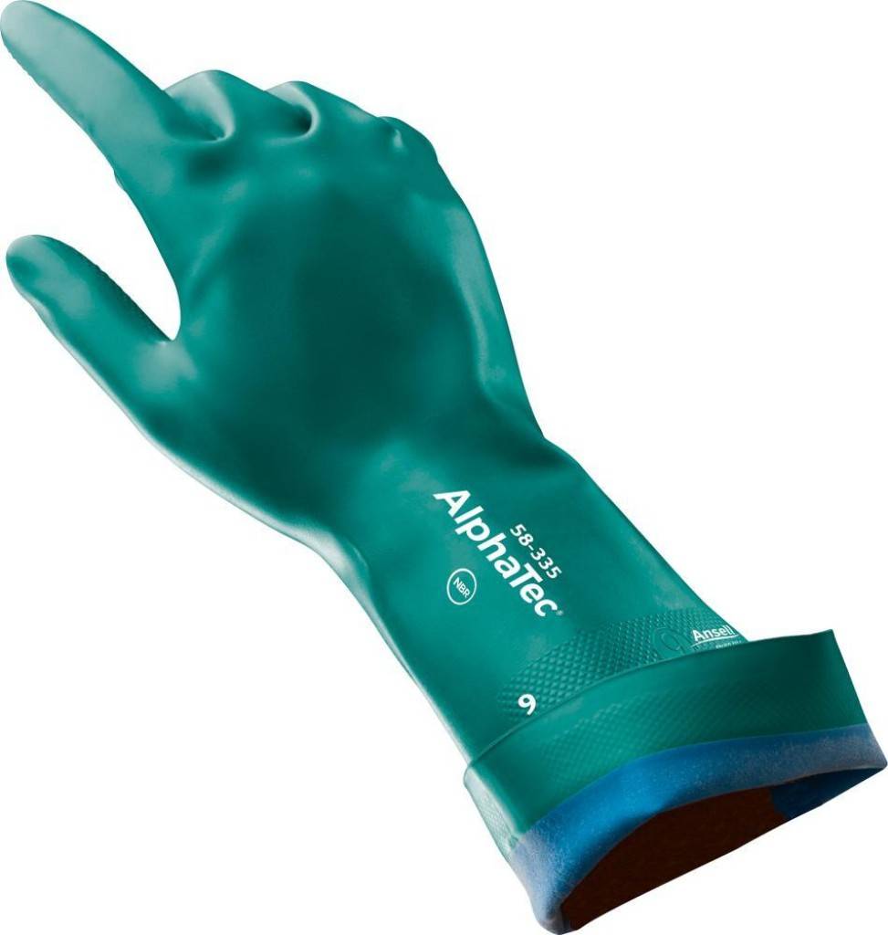 Chemikalienschutzhandschuh AlphaTec AQUADRI 58-335Zulassung/Norm EN ISO 374-12016 JKLOPT, EN ISO 374-52016, EN 3882016 4101A, EN 4202003 A12009, EN