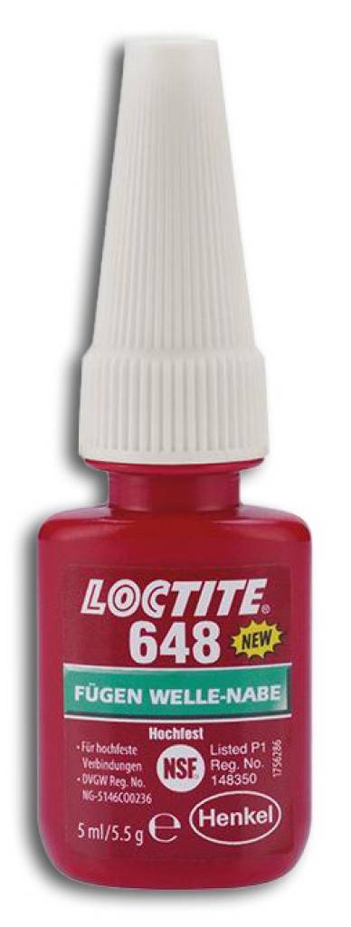 Loctite 648 Buchsen- und LagerbefestigungEigenschaften Niedrigviskos Hochfester, anaerober Urethanmethacrylat-Fügeklebstoff Verhindert selbs
