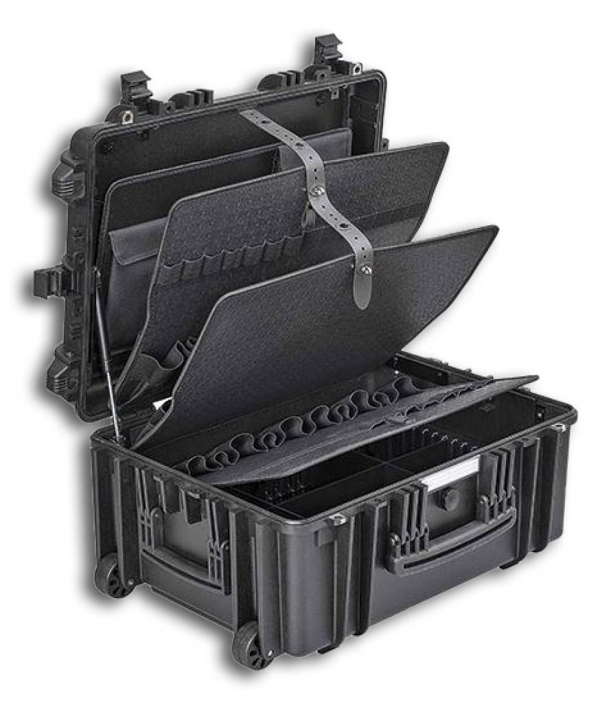Schutzkoffer mit Rollen Waterproof 53-26 PTS, wasserdichtAusführung Aus widerstandsfähigem Polypropylen, schwarz, bruch- und stoßfest, staub- und