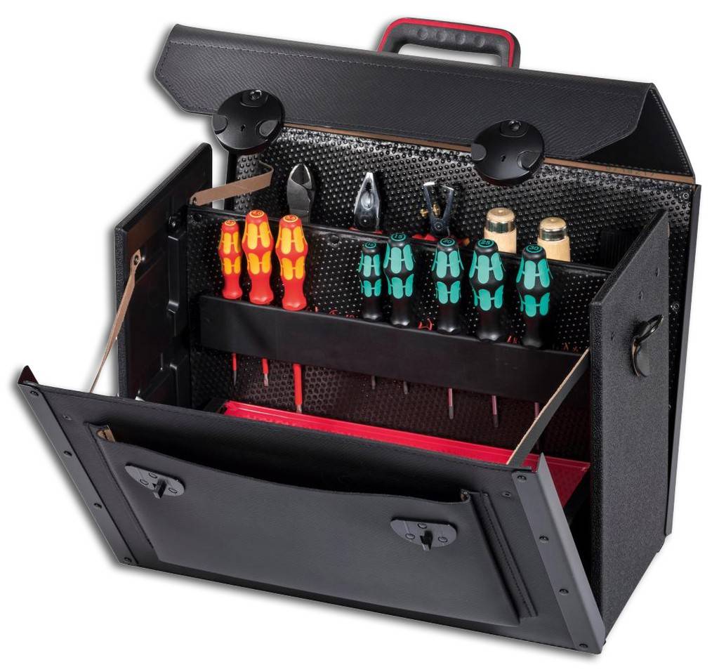 Werkzeugtasche TOP-LINE KingSize Timber CP-7Die Werkzeugtasche TOP-LINE KingSize Timber CP-7 aus Leder, strapazierfähigem HDPE-Kunststoff und