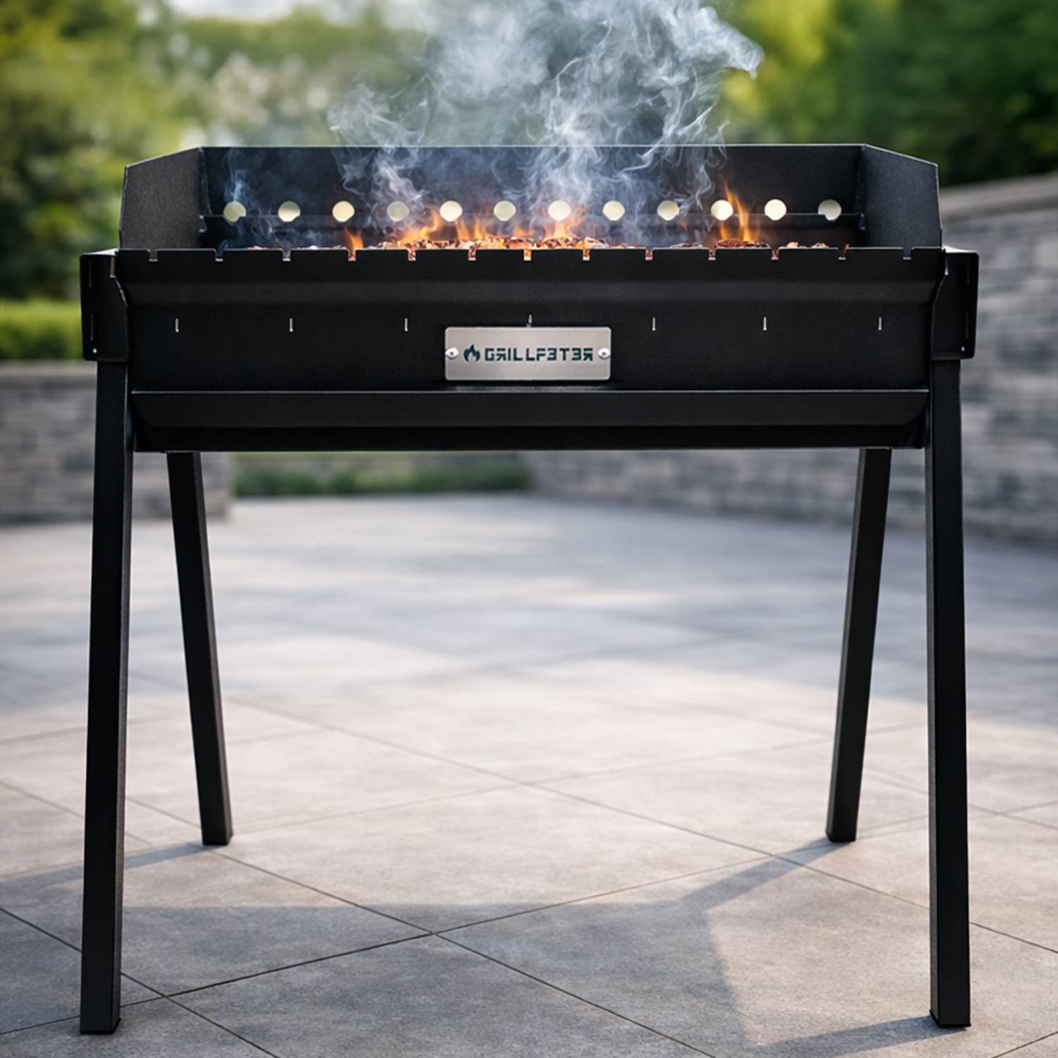 Profi Mangal Altan 70 Stahl 3mm Schaschlikgrill mit Ascheschublade