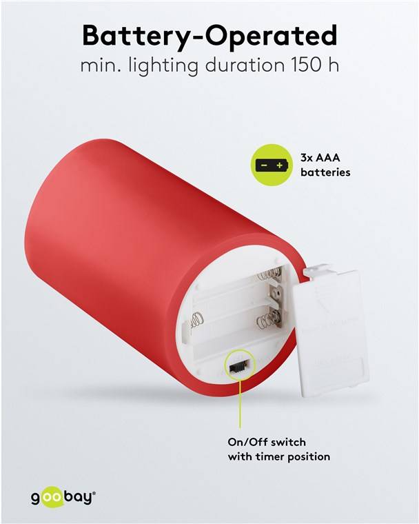 Goobay 4er-Set LED-Echtwachskerzen, rot - mit Timerfunktion und 3D-Flammenkegel, batteriebetrieben, warmweiß (2700 K)