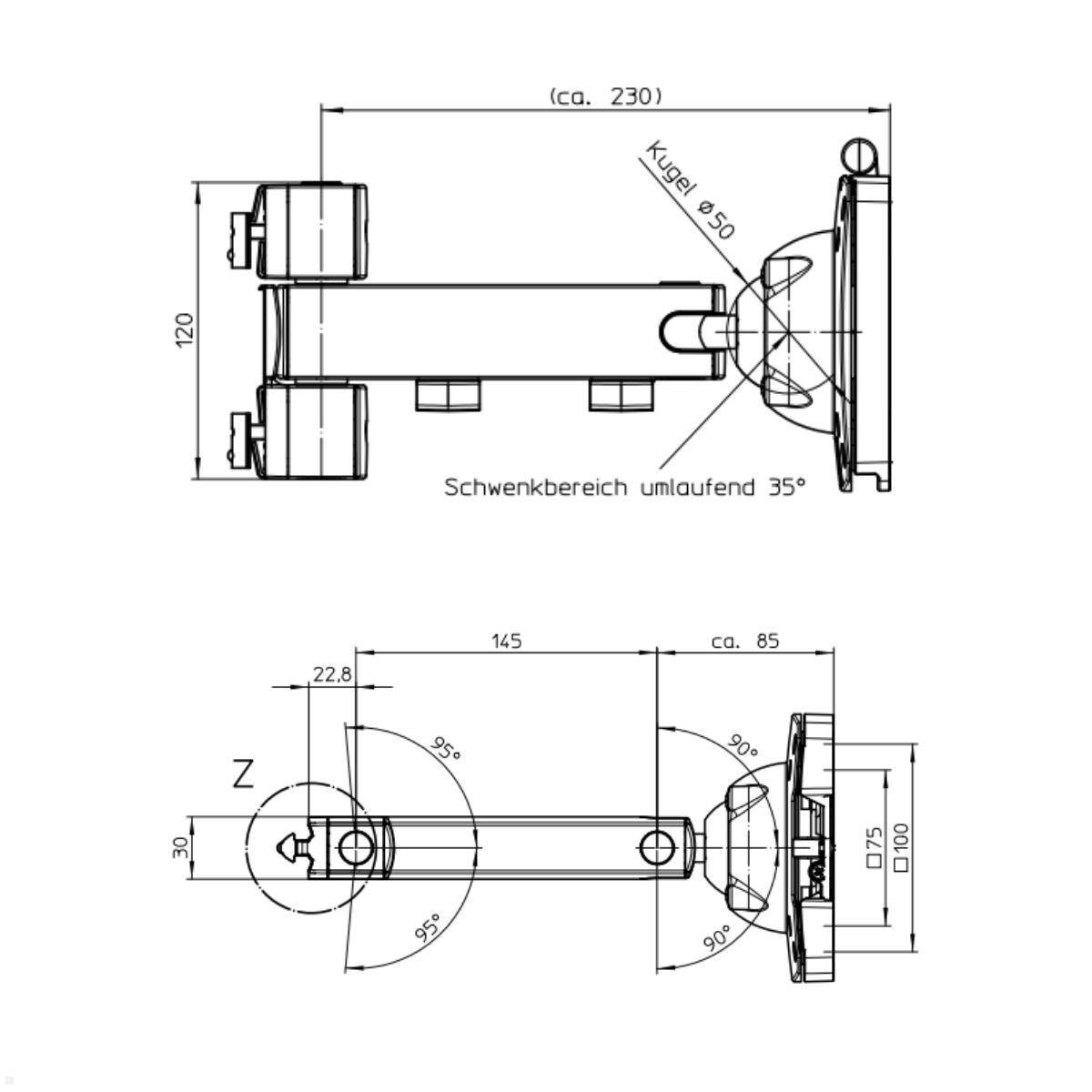 Novus TFC Monitorhalter für Alu-Profil Tragarm 145mm (969+1039+000)