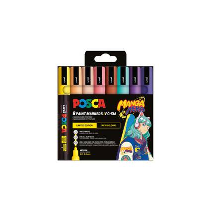 POSCA Pigmentmarker PC-5M, 8er Set MANGA HERO