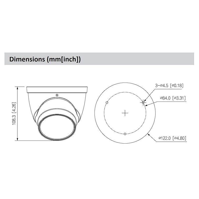Dahua IPC-HDW3449TP-ZS-IL-27135-B IP-Kamera 4MPx, 4 MegapixelTurret Kamera | Blickwinkel:104° - 29° (Objektiv-Brennweit