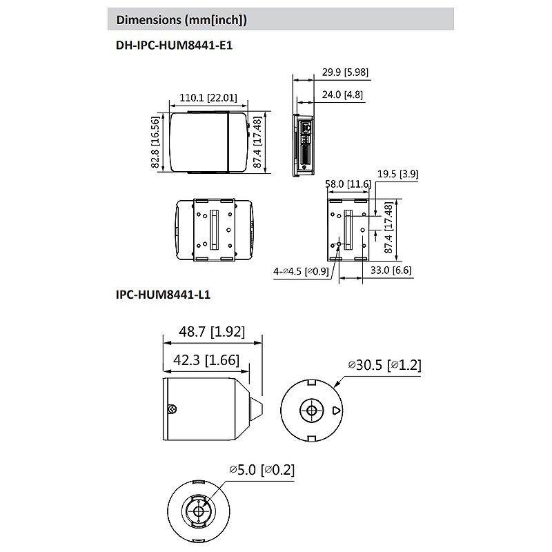 Dahua IPC-HUM8441E-E1-L1 versteckte Überwachung, 4 MegapixelHaupteinheit, Sensoreinheit, Mini Kamera | Blickwinkel:100°