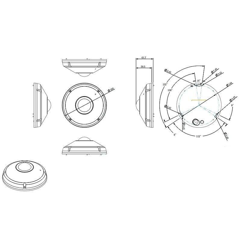 VIVOTEK FE9391-EV-V2-M12 HL3 IP-Kamera 12MPx T/N, 12 MegapixelFisheye Kamera, Panorama Kamera | Blickwinkel:180° (Objek