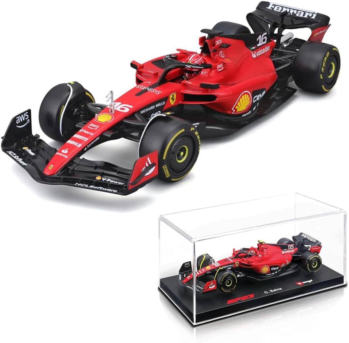 Bburago Formel 1 Ferrari SF-23 Modellauto 1:24 rot Charles Leclerc 18-26808L 14+