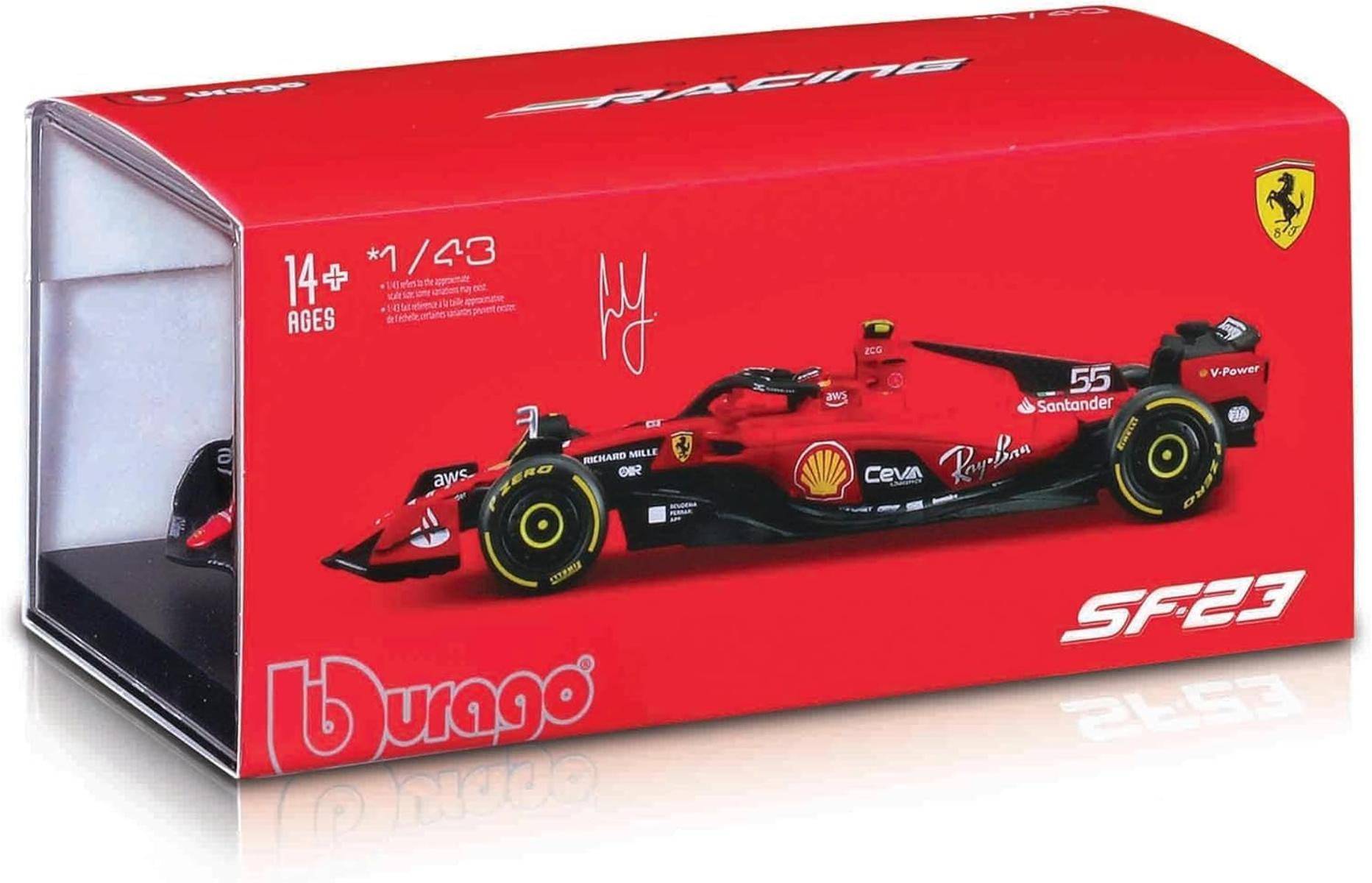 Bburago Formel 1 Ferrari SF-23 Modellauto 1:24 rot Charles Leclerc 18-26808L 14+