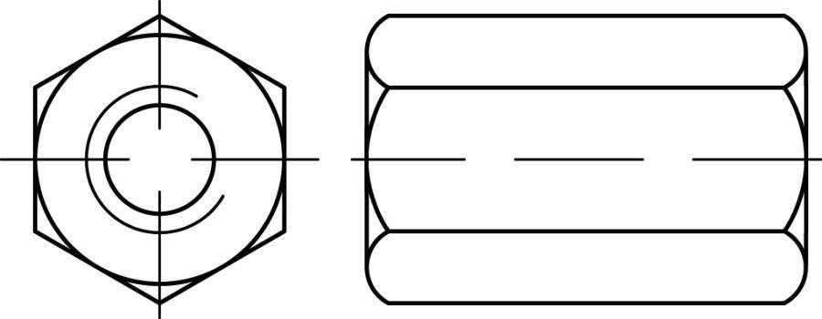 DIN 6334 Sechskantmuttern, Höhe 3 d 063341100080000 SW 13 Norm DIN 6334 Werkstoff Stahl 10 Oberfläche galv. verzinkt For