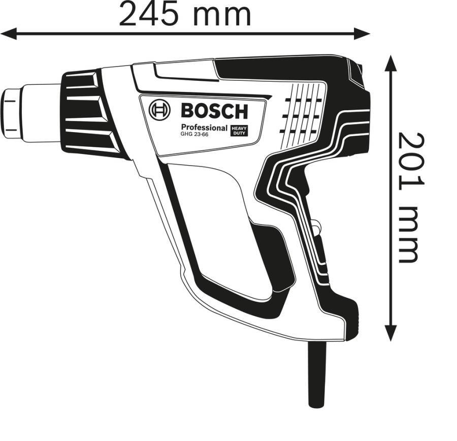 Heißluftgebläse GHG 23-66 06012A6303 Nennaufnahme 2300 W Temperaturbereich 50 - 650 °C Luftstrom 150 - 500 l/min Gewicht