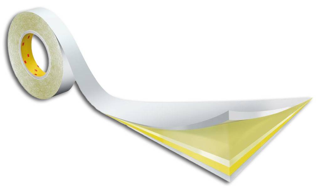 3M�-Doppelseitiges Klebeband mit Polypropylen-Träger 9195 Klebeband mit unterschiedlich stark haftenden Klebeseiten Die geklebten Teppiche si