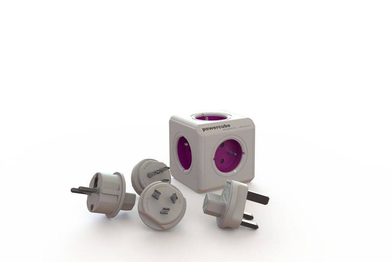 allocacoc PowerCube ReWirable Travel Plugs, Reiseadapter & 5x Verteiler, 230V (französische Norm)