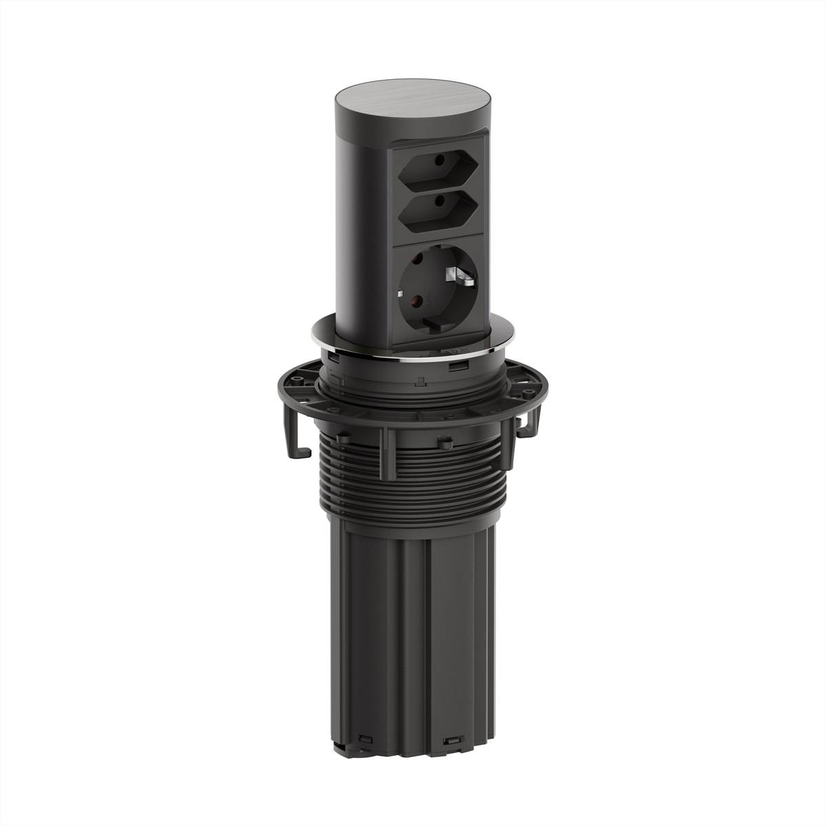 BACHMANN ELEVATOR2 1xCEE7/3 2xEuro, Edelstahl-Optik 2,0 m AEH