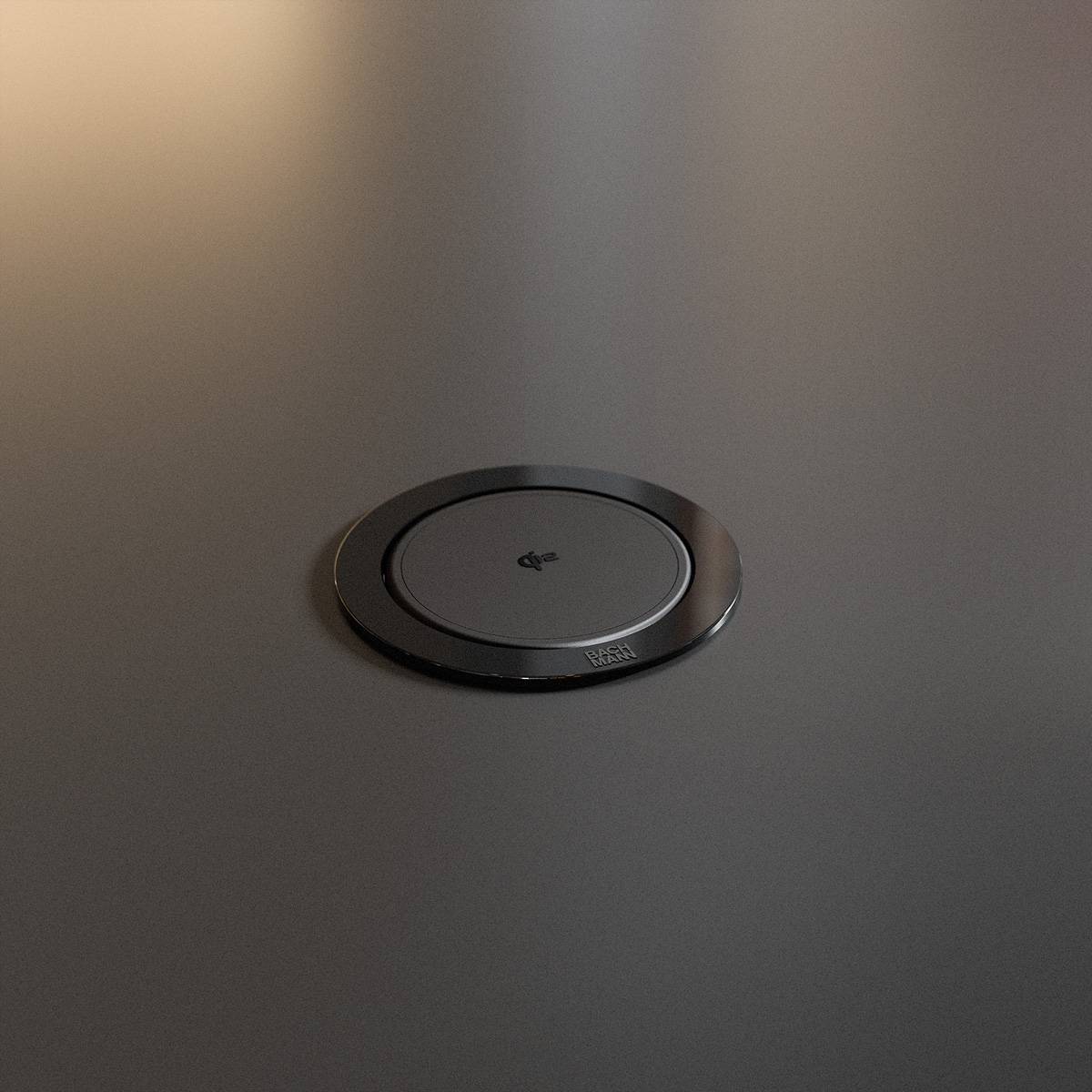 BACHMANN ELEVATOR2 1xCEE7/3 1xUSB C/C45W, Wireless Charger 15W RAL 9005 2,0 m AEH