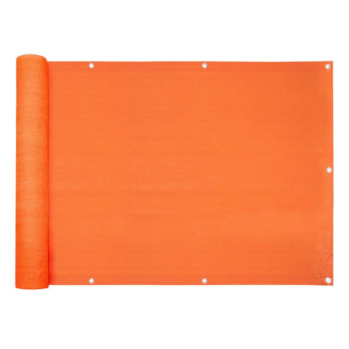 FLOORDIREKT Balkonsichtschutz - Sicht- & Windschutz - Inklusive stabiler Metallösen & Befestigungsschnur - Orange - 90 x 500 cm