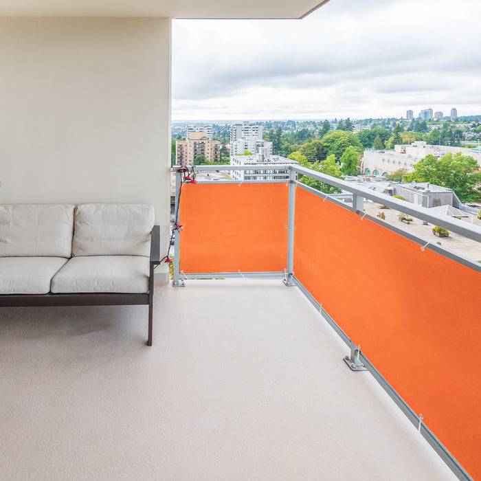 FLOORDIREKT Balkonsichtschutz - Sicht- & Windschutz - Inklusive stabiler Metallösen & Befestigungsschnur - Orange - 90 x 500 cm