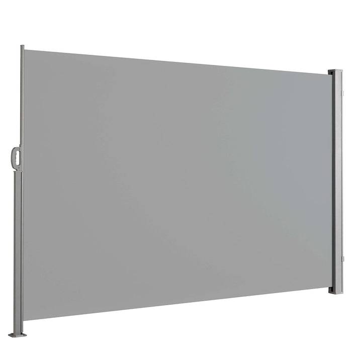 FLOORDIREKT Alu-Seitenmarkise – Sicht- & Sonnenschutz für Balkon oder Terrasse – UV-beständig & wasserabweisend – Hellgrau – 180 × 450 cm