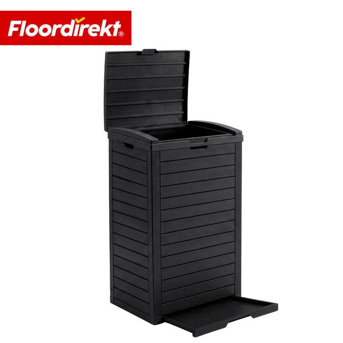 FLOORDIREKT Mülleimer in Holz-Optik - Wetterfester Müllbehälter für Garten & Terrasse - Anthrazit - 118 L