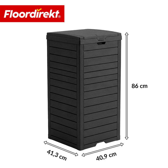 FLOORDIREKT Mülleimer in Holz-Optik - Wetterfester Müllbehälter für Garten & Terrasse - Anthrazit - 118 L