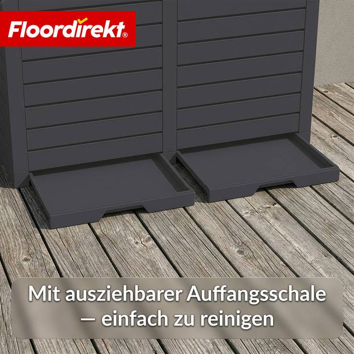 FLOORDIREKT Mülleimer in Holz-Optik - Wetterfester Müllbehälter für Garten & Terrasse - Anthrazit - 230 L