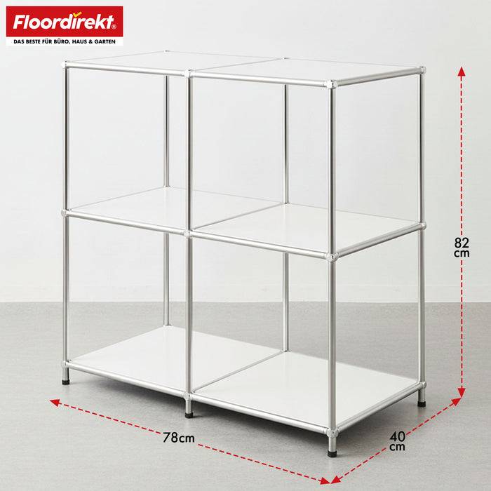 FLOORDIREKT Metallregal Concept Epure MK-027 - Offenes 3-stöckiges Sideboard & Ablageregal - Vielseitig einsetzbar - Weiß