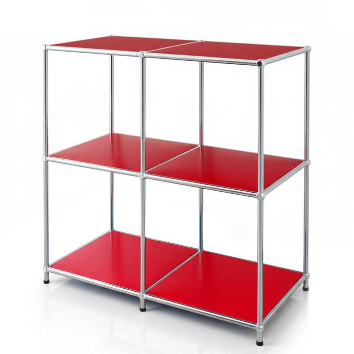 FLOORDIREKT Metallregal Concept Epure MK-027 - Offenes 3-stöckiges Sideboard & Ablageregal - Vielseitig einsetzbar - Rot