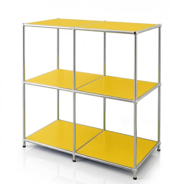 FLOORDIREKT Metallregal Concept Epure MK-027 - Offenes 3-stöckiges Sideboard & Ablageregal - Vielseitig einsetzbar - Gelb