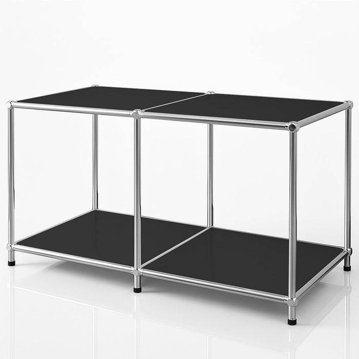 FLOORDIREKT Metallregal Concept Epure MK-016 - Offenes 2-stöckiges Sideboard & Ablageregal - Vielseitig einsetzbar - Schwarz