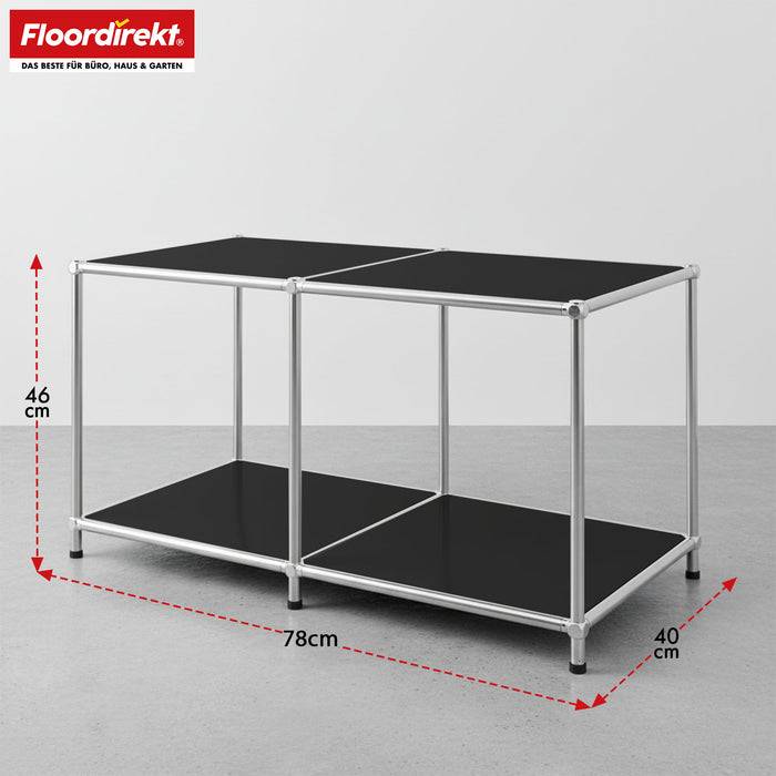 FLOORDIREKT Metallregal Concept Epure MK-016 - Offenes 2-stöckiges Sideboard & Ablageregal - Vielseitig einsetzbar - Schwarz