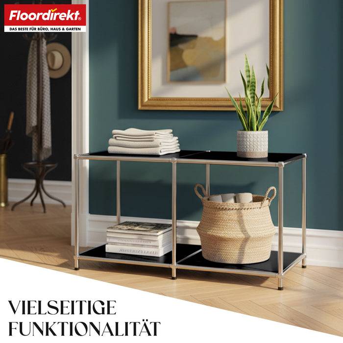FLOORDIREKT Metallregal Concept Epure MK-016 - Offenes 2-stöckiges Sideboard & Ablageregal - Vielseitig einsetzbar - Schwarz